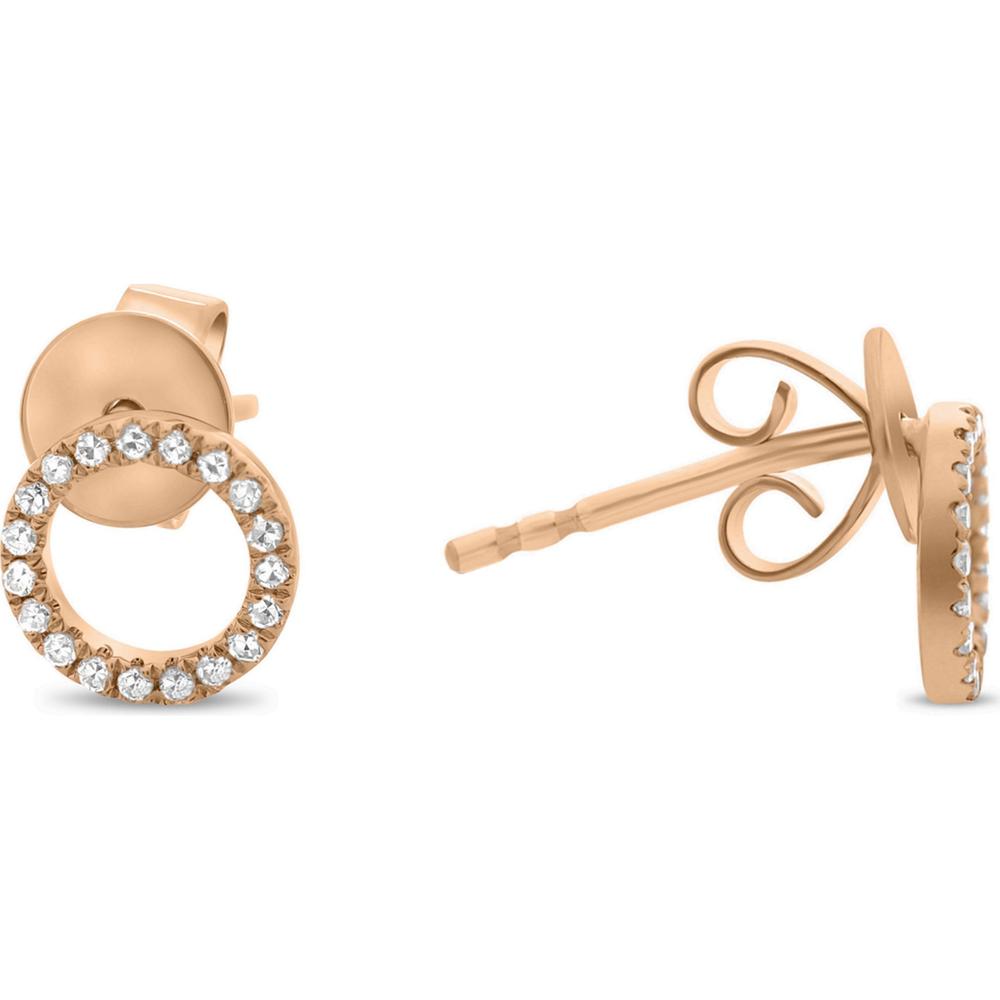 Roman & Jules - 14K Rose Gold Circle Diamond Stud Earrings with 0.10 Carat Total Diamond Weight