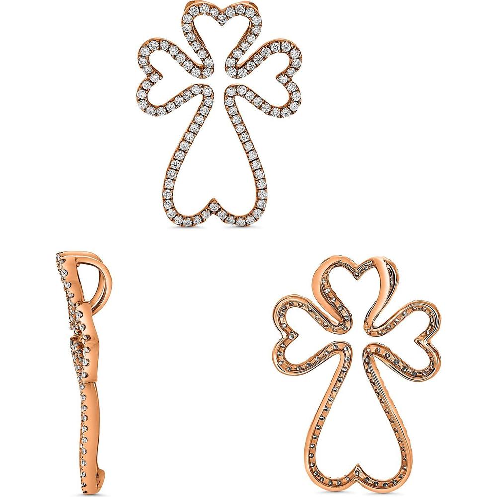 Roman & Jules - 14K Rose Gold Cross Pendant with 0.49 Carat Round Diamonds