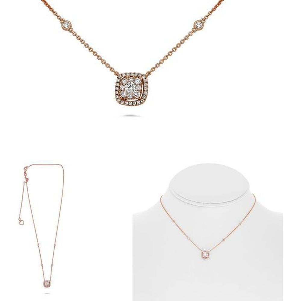 Roman & Jules - 14K Rose Gold Cushion Diamond Necklace with Black Accent Diamonds - 0.40 Carat Total Diamond Weight