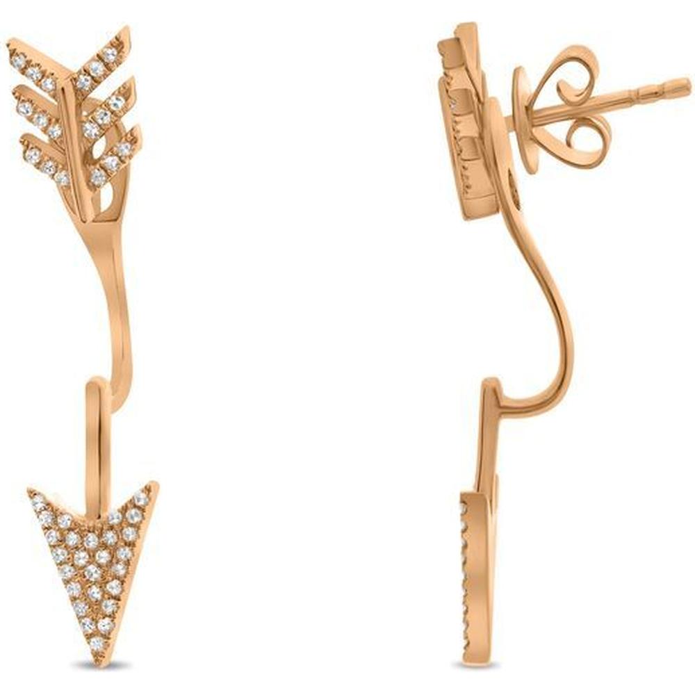 Roman & Jules - 14K Rose Gold Diamond Arrow Stud Earrings - 0.21 Carat Total Diamond Weight