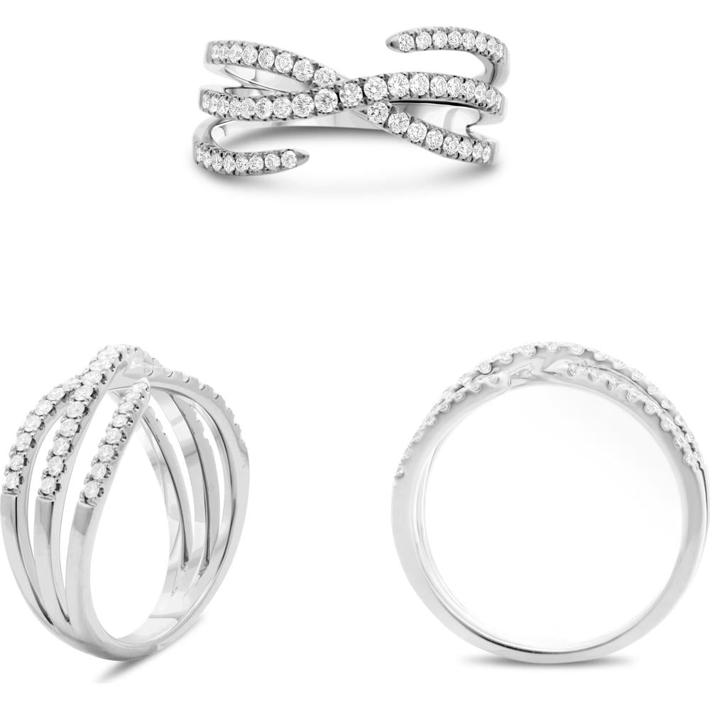 Roman & Jules - 14K Rose Gold Diamond Band Ring with Intertwining Design - 0.48 Carat Total Diamond Weight