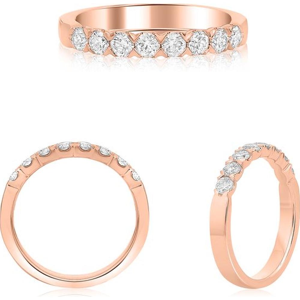 Roman & Jules - 14K Rose Gold Diamond Band with Fishtail Set Round Diamonds - 0.52 Carat Total Diamond Weight