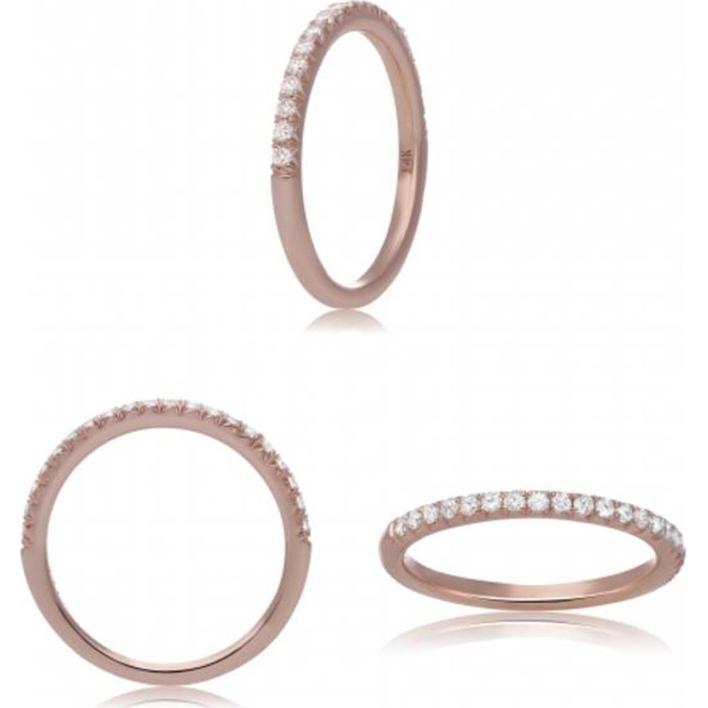 Roman & Jules - 14K Rose Gold Diamond Band with Micropavé Set Round Diamonds - 0.25 Carat Total Diamond Weight