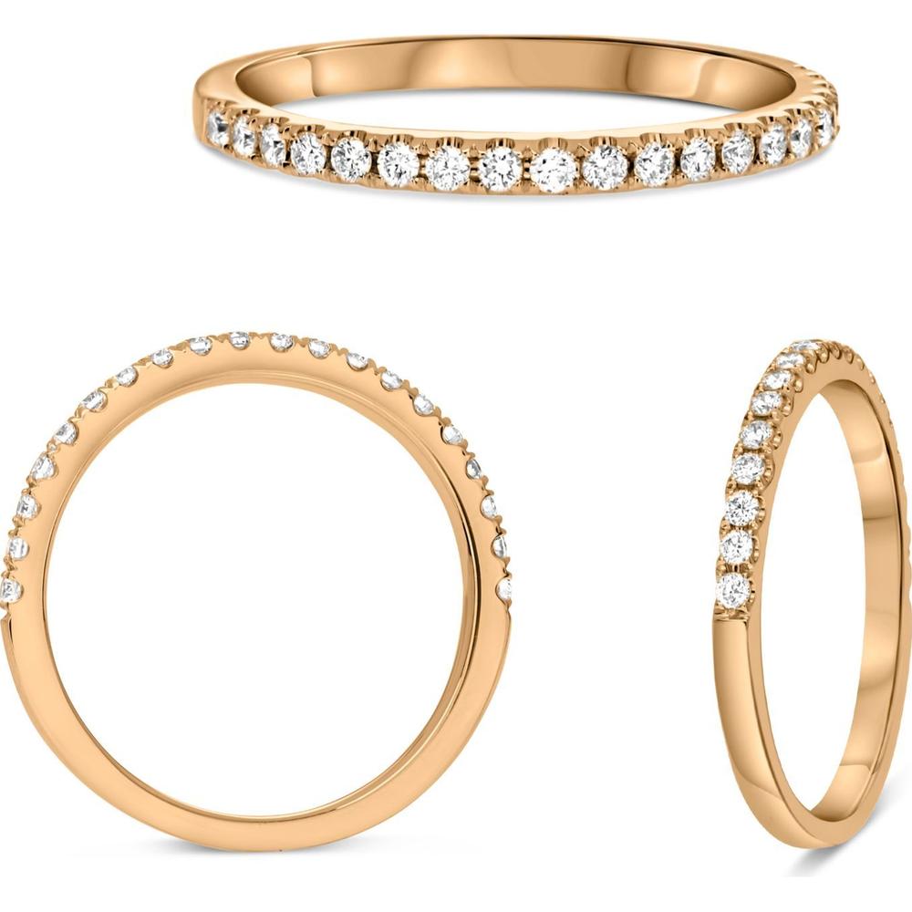 Roman & Jules - 14K Rose Gold Diamond Band with Micropavé Setting - 0.25 Carat Total Diamond Weight