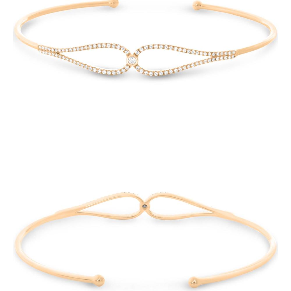Roman & Jules - 14K Rose Gold Diamond Bangle with Round Diamonds - 0.24 Carat Total Diamond Weight