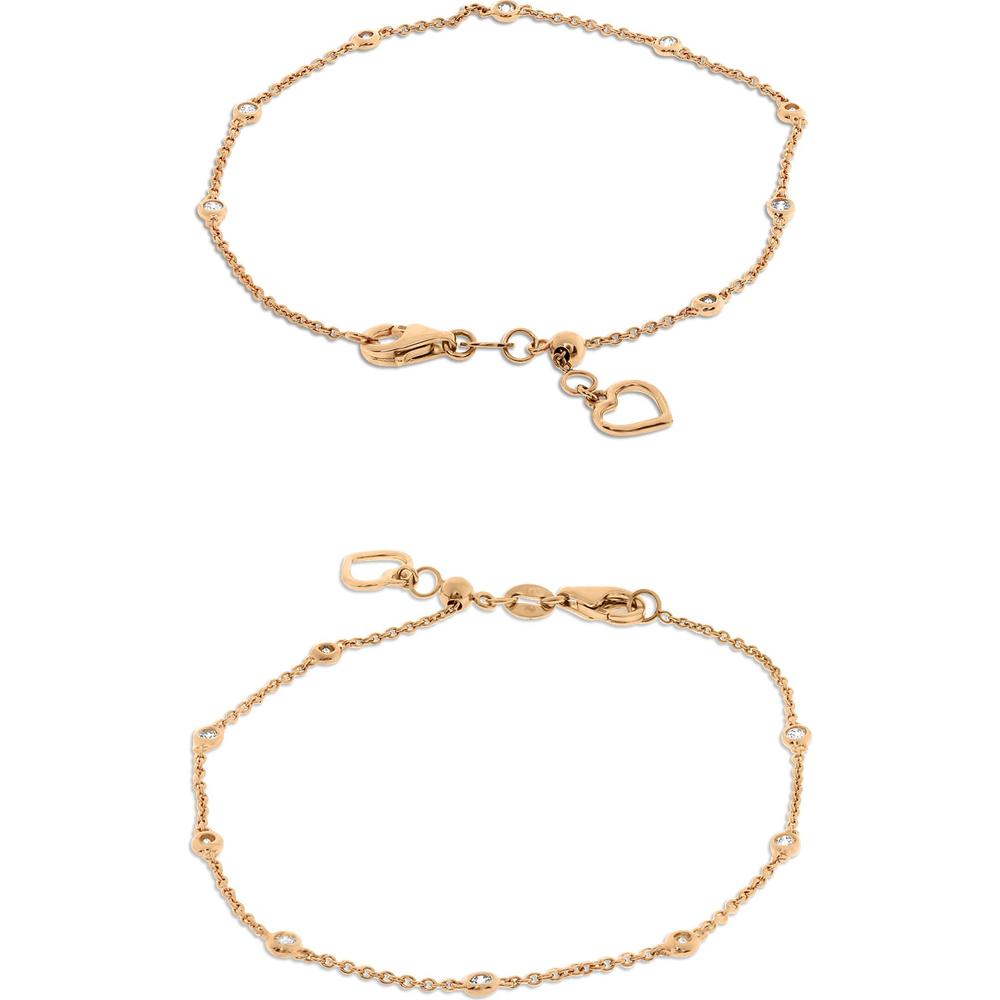 Roman & Jules - 14K Rose Gold Diamond Bracelet with 0.20 Carat Round Diamonds - Bezel Set