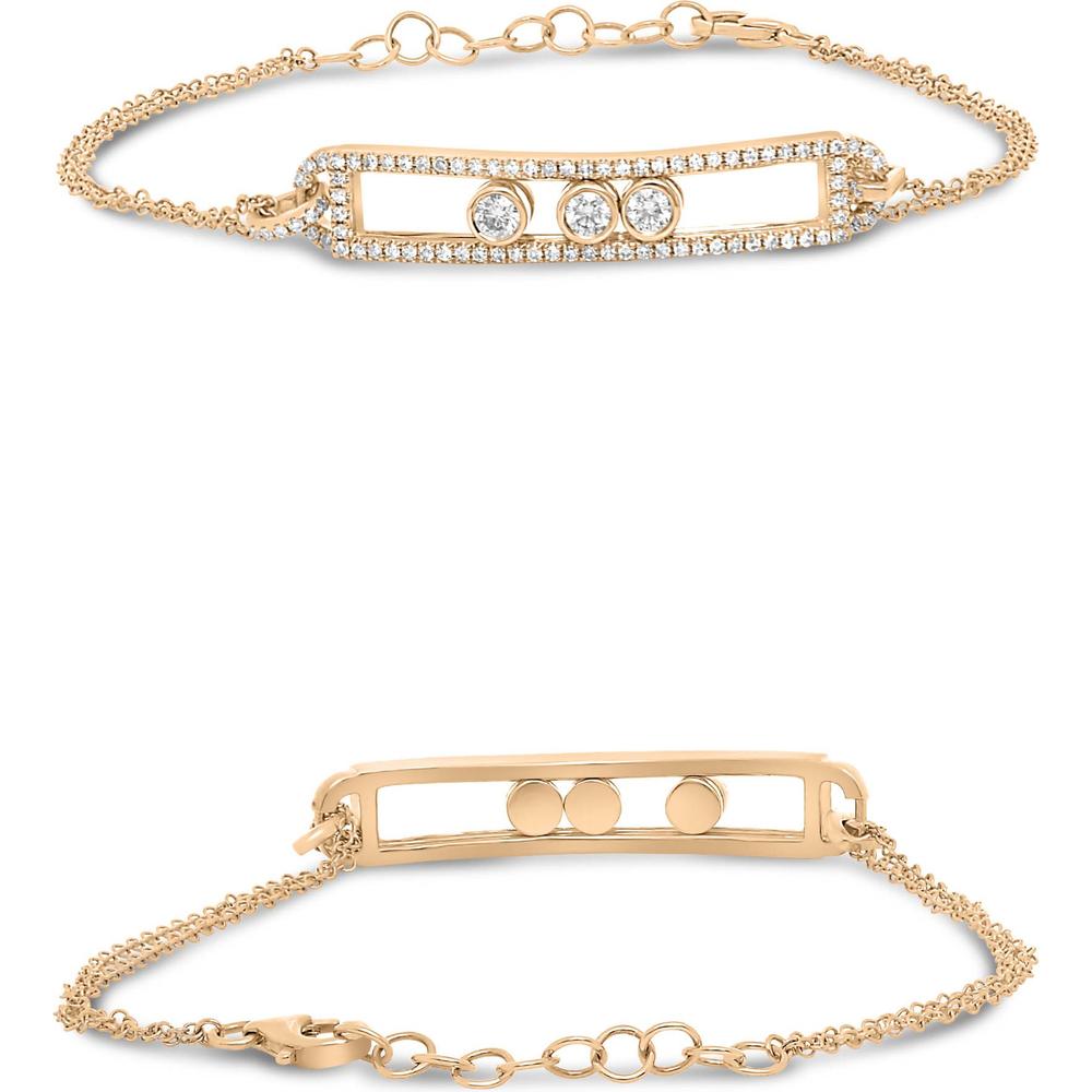 Roman & Jules - 14K Rose Gold Diamond Bracelet with Three Round Diamonds - 0.24 Carat Total Diamond Weight