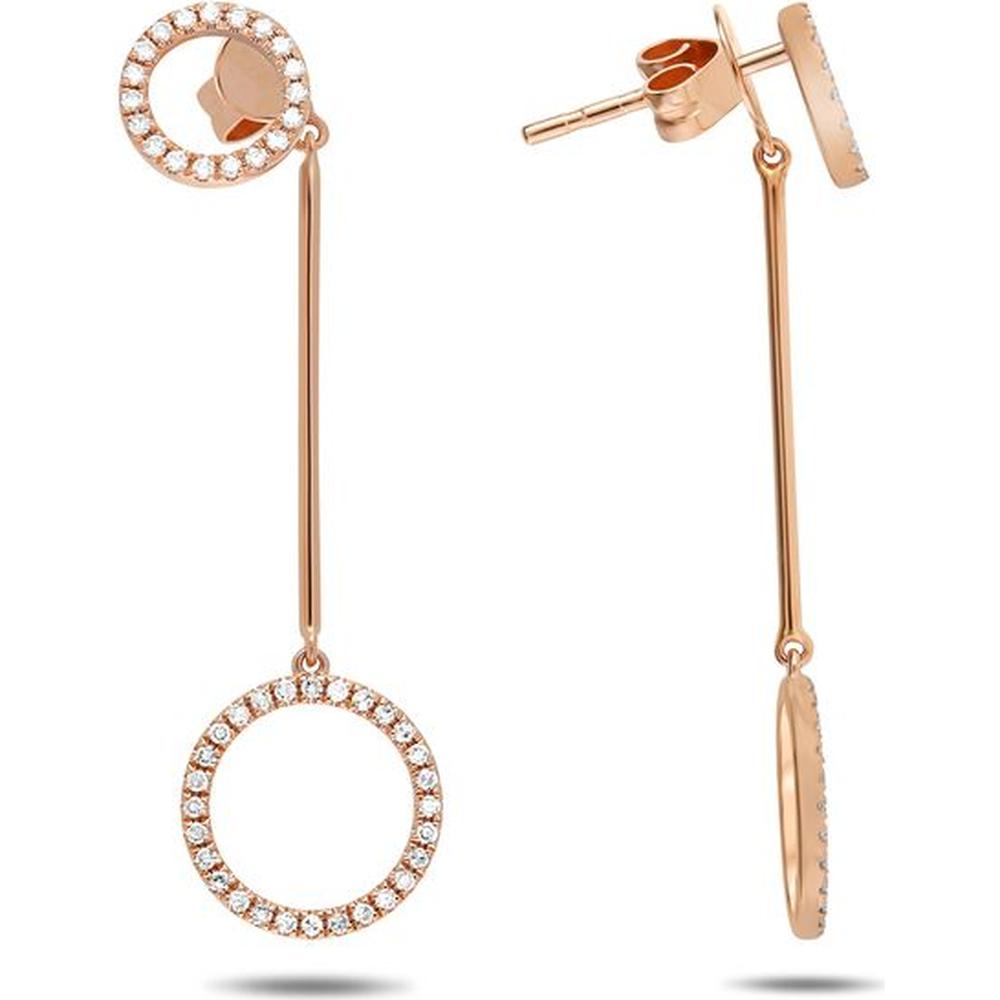 Roman & Jules - 14K Rose Gold Diamond Circle Drop Earrings - 0.28 Carat Total Diamond Weight