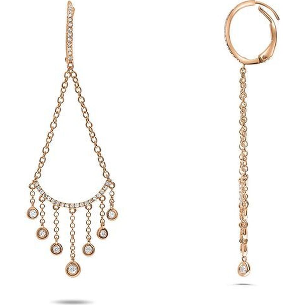 Roman & Jules - 14K Rose Gold Diamond Drop Earrings with Cascading Round Diamonds - 0.34 Carat Total Diamond Weight