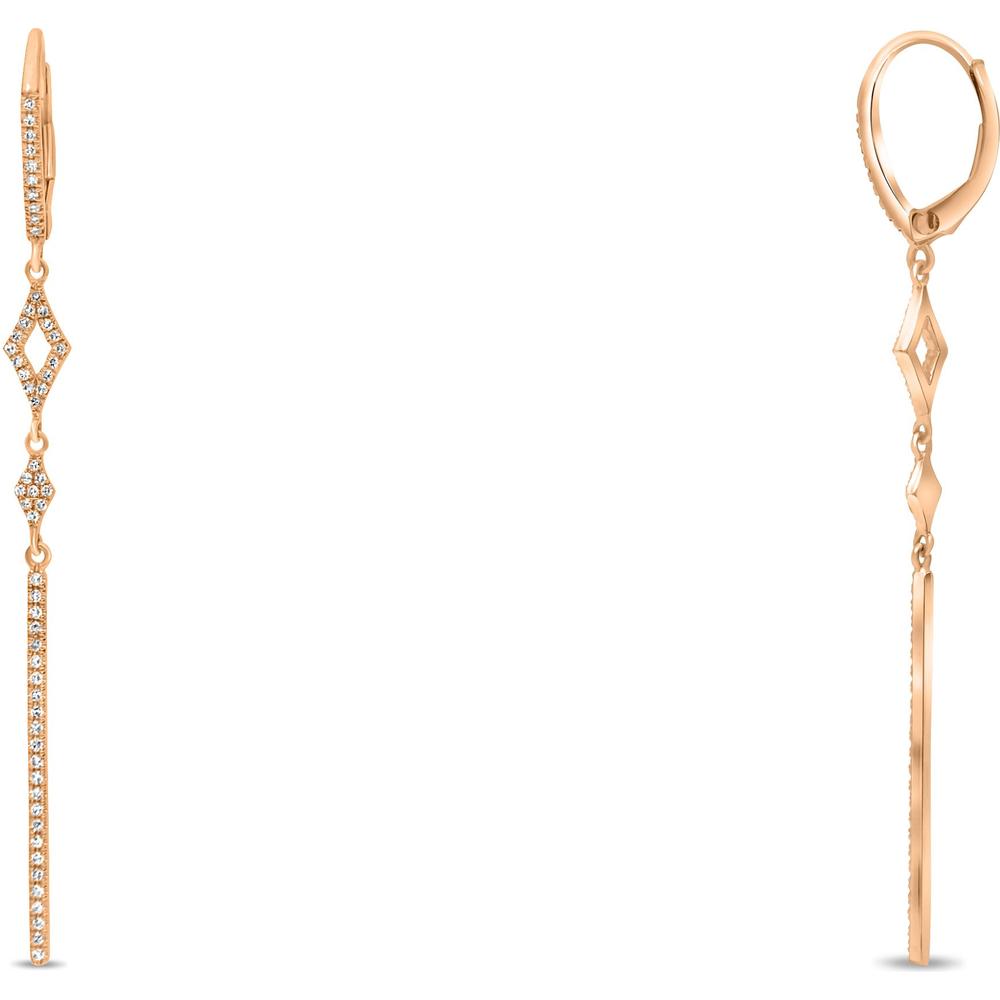 Roman & Jules - 14K Rose Gold Diamond Drop Earrings with Milgrain Detailing - 0.29 Carat Total Diamond Weight