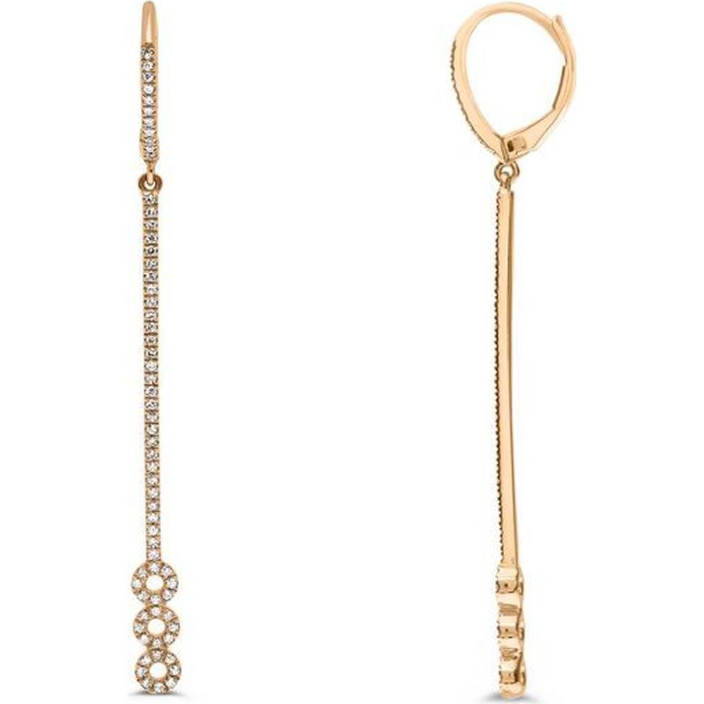 Roman & Jules - 14K Rose Gold Diamond Drop Earrings with Round Diamonds - 0.32 Carat Total Diamond Weight