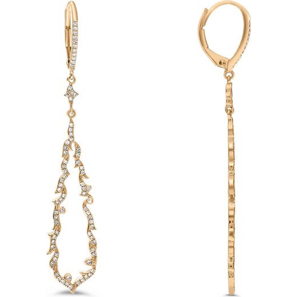 Roman & Jules - 14K Rose Gold Diamond Drop Earrings with Round Diamonds - 0.68 Carat Total Diamond Weight