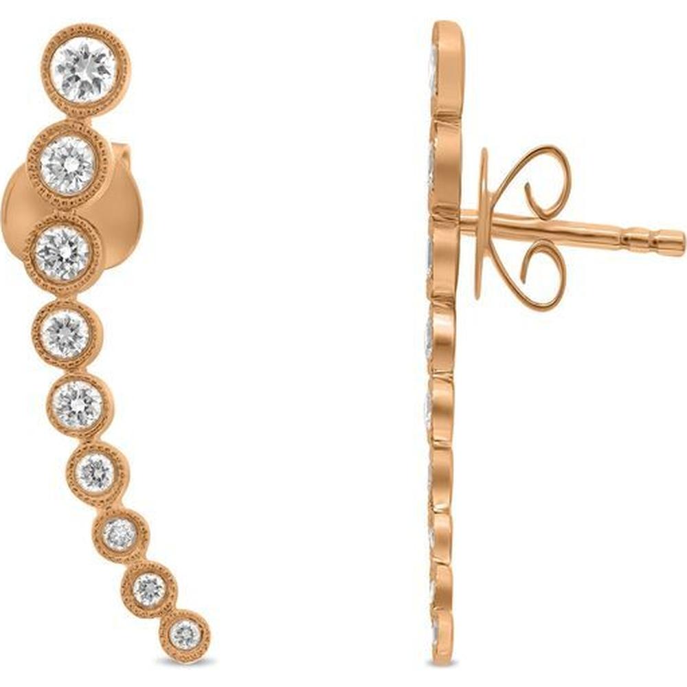 Roman & Jules - 14K Rose Gold Diamond Earring Climbers with Bezel Set Round Diamonds - 0.34 Carat Total Diamond Weight