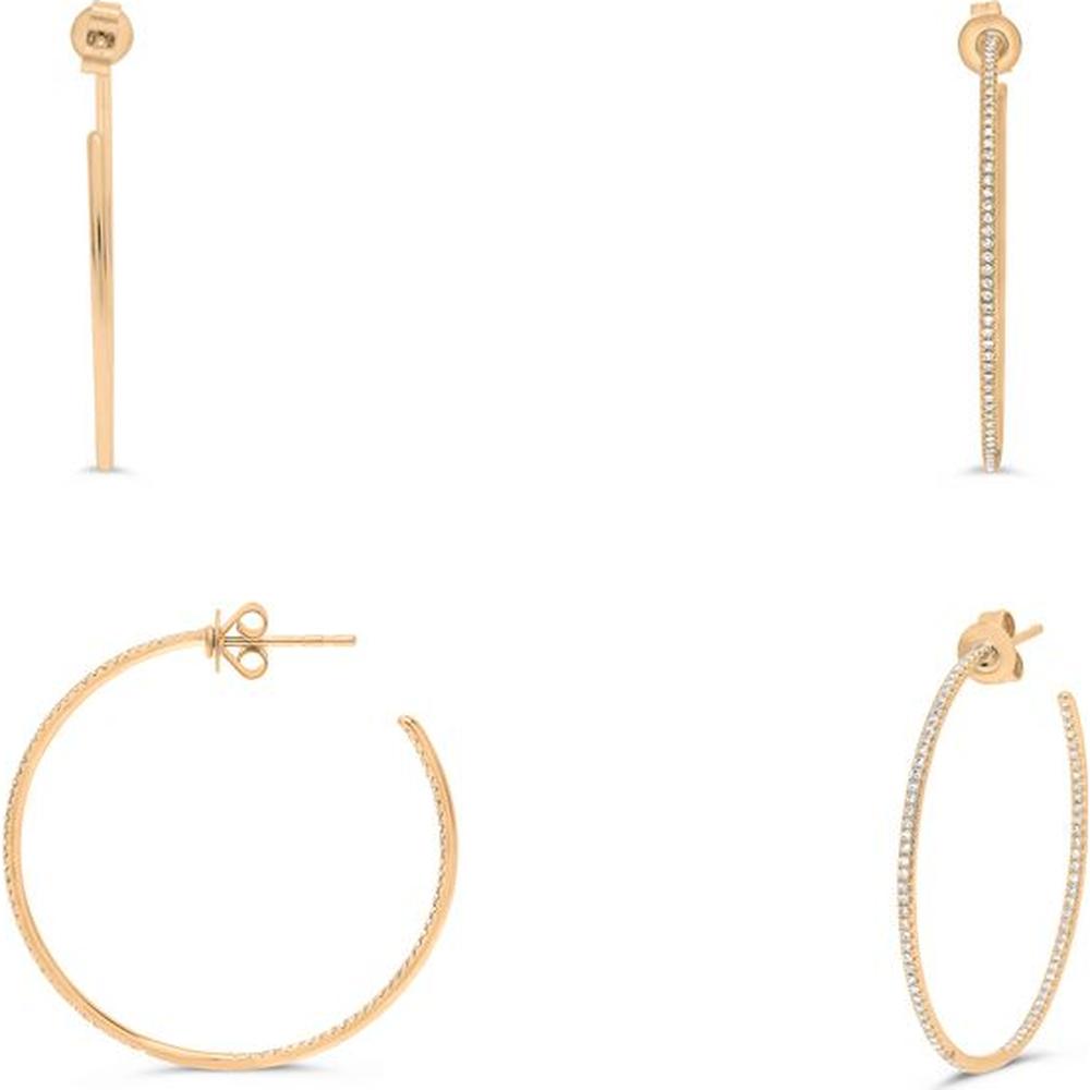 Roman & Jules - 14K Rose Gold Diamond Earrings with Micropavé Setting - 0.36 Carat Total Diamond Weight
