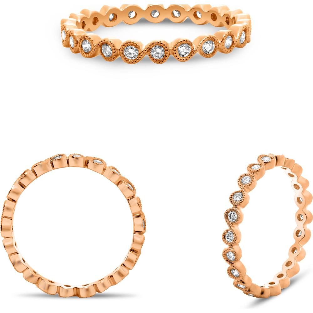 Roman & Jules - 14K Rose Gold Diamond Eternity Band with Bezel Set Round Diamonds - 0.47 Carat Total Diamond Weight