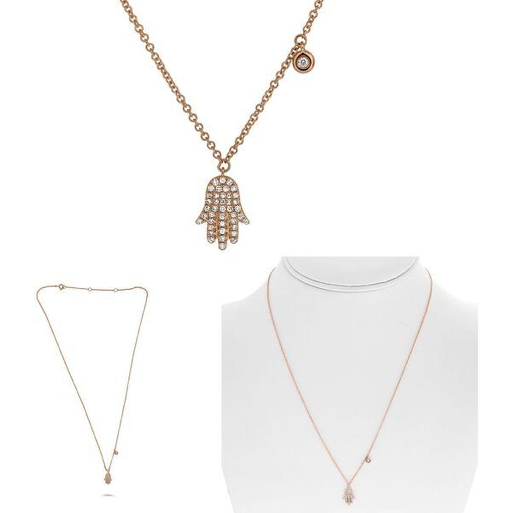 Roman & Jules - 14K Rose Gold Diamond Evil Eye Pendant Necklace - 0.13 Carat Total Diamond Weight