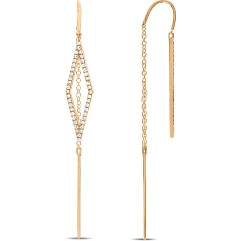 Roman & Jules - 14K Rose Gold Diamond Geometric Earrings with Round Diamonds - 0.52 Carat Total Diamond Weight