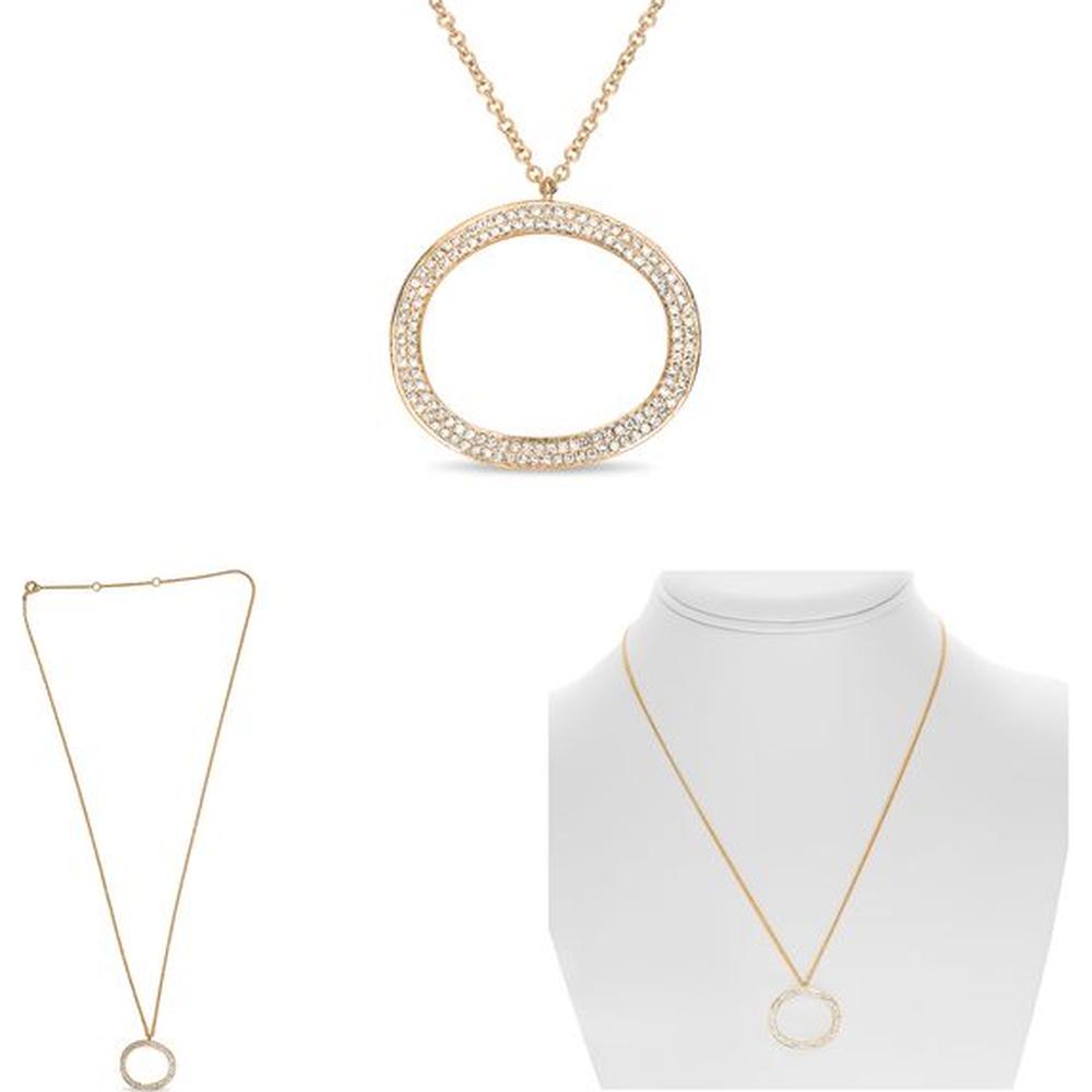 Roman & Jules - 14K Rose Gold Diamond Necklace with Pave-Set Round Diamonds - 0.27 Carat Total Diamond Weight