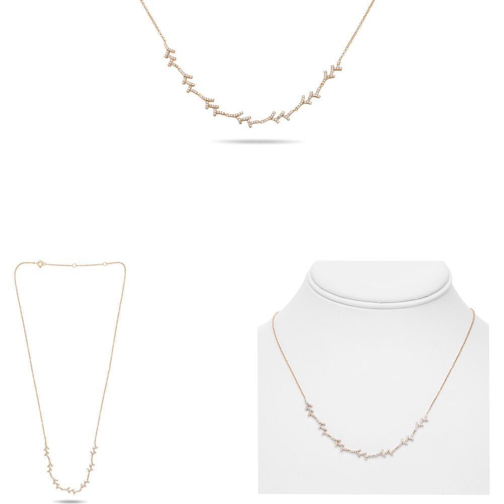 Roman & Jules - 14K Rose Gold Diamond Necklace with Round Brilliant Cut Diamonds - 0.34 Carat Total Diamond Weight