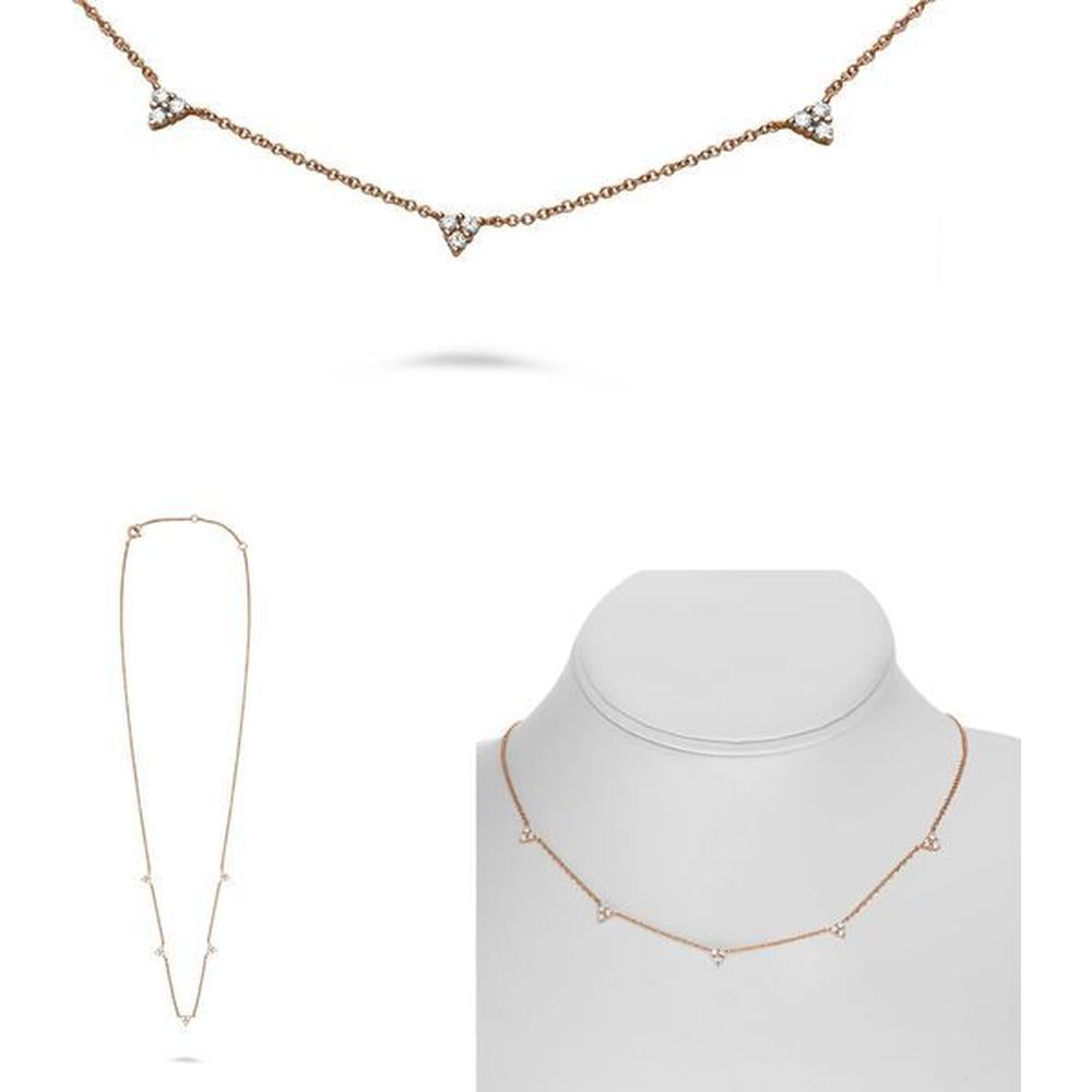 Roman & Jules - 14K Rose Gold Diamond Necklace with Round Diamonds - 0.39 Carat Total Diamond Weight