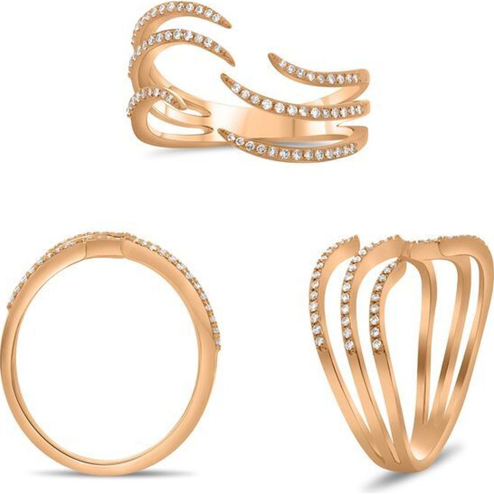 Roman & Jules - 14K Rose Gold Diamond Pave Band Ring with Round Diamonds - 0.20 Carat Total Diamond Weight