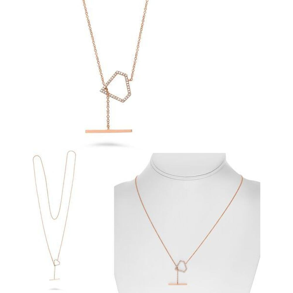 Roman & Jules - 14K Rose Gold Diamond Pendant Necklace with Micropavé Setting - 0.11 Carat Total Diamond Weight