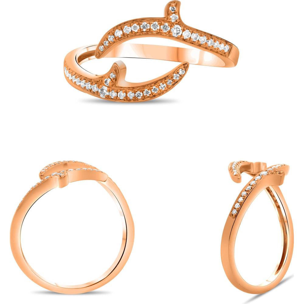 Roman & Jules - 14K Rose Gold Diamond Ring with Pave Set Round Diamonds - 0.15 Carat Total Diamond Weight