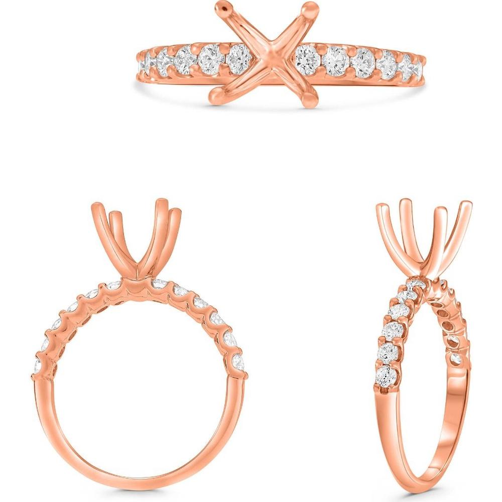Roman & Jules - 14K Rose Gold Diamond Shared Prong Ring with Milgrain Detail - 0.46 Carat Total Diamond Weight