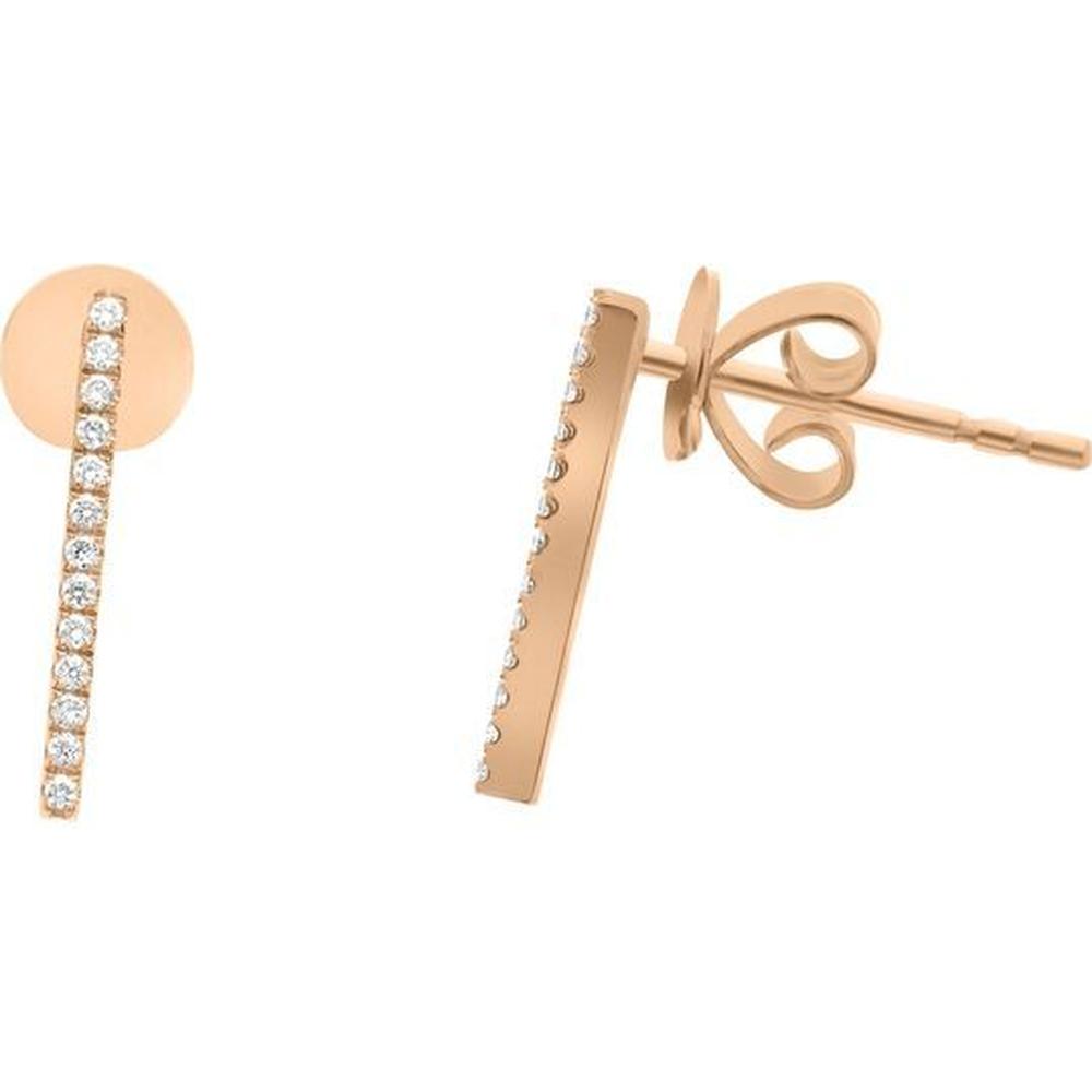 Roman & Jules - 14K Rose Gold Diamond Stud Earrings with Micropavé Setting - 0.08 Carat Total Diamond Weight