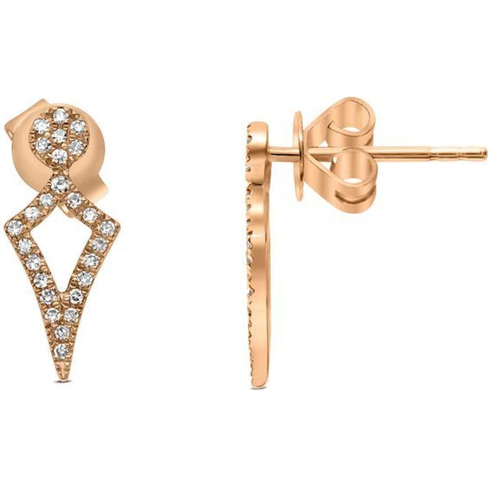 Roman & Jules - 14K Rose Gold Diamond Stud Earrings with Round Diamonds - 0.22 Carat Total Diamond Weight