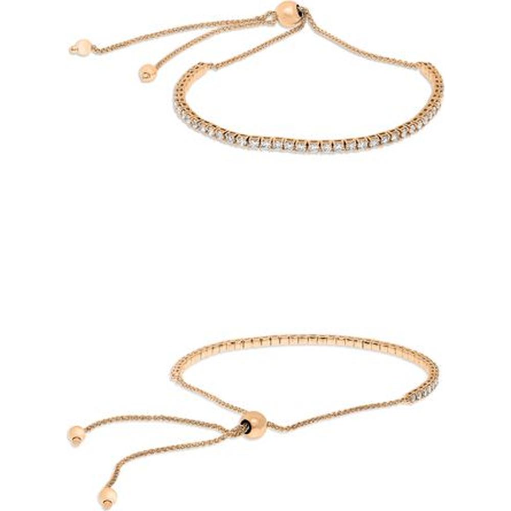 Roman & Jules - 14K Rose Gold Diamond Tennis Bracelet with Prong Set Round Diamonds - 0.79 Carat Total Diamond Weight