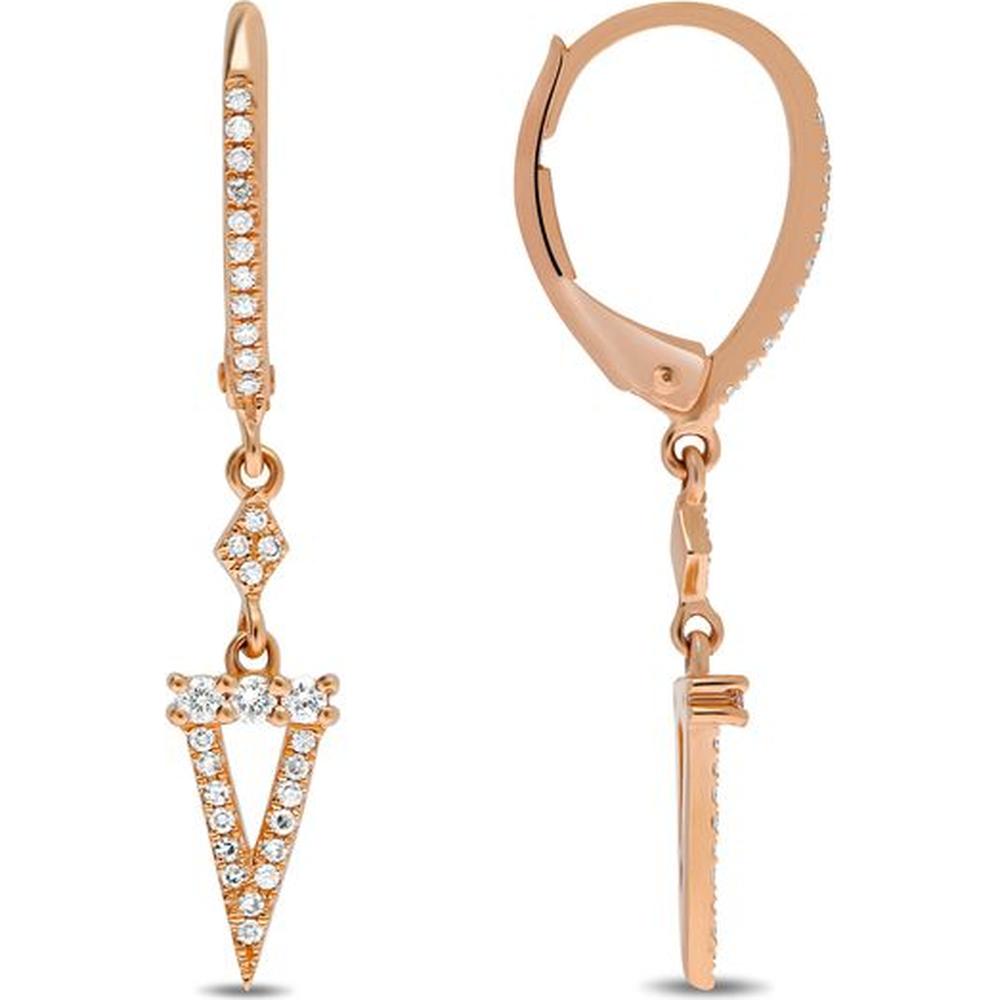 Roman & Jules - 14K Rose Gold Diamond Triangle Drop Earrings - 0.22 Carat Total Diamond Weight