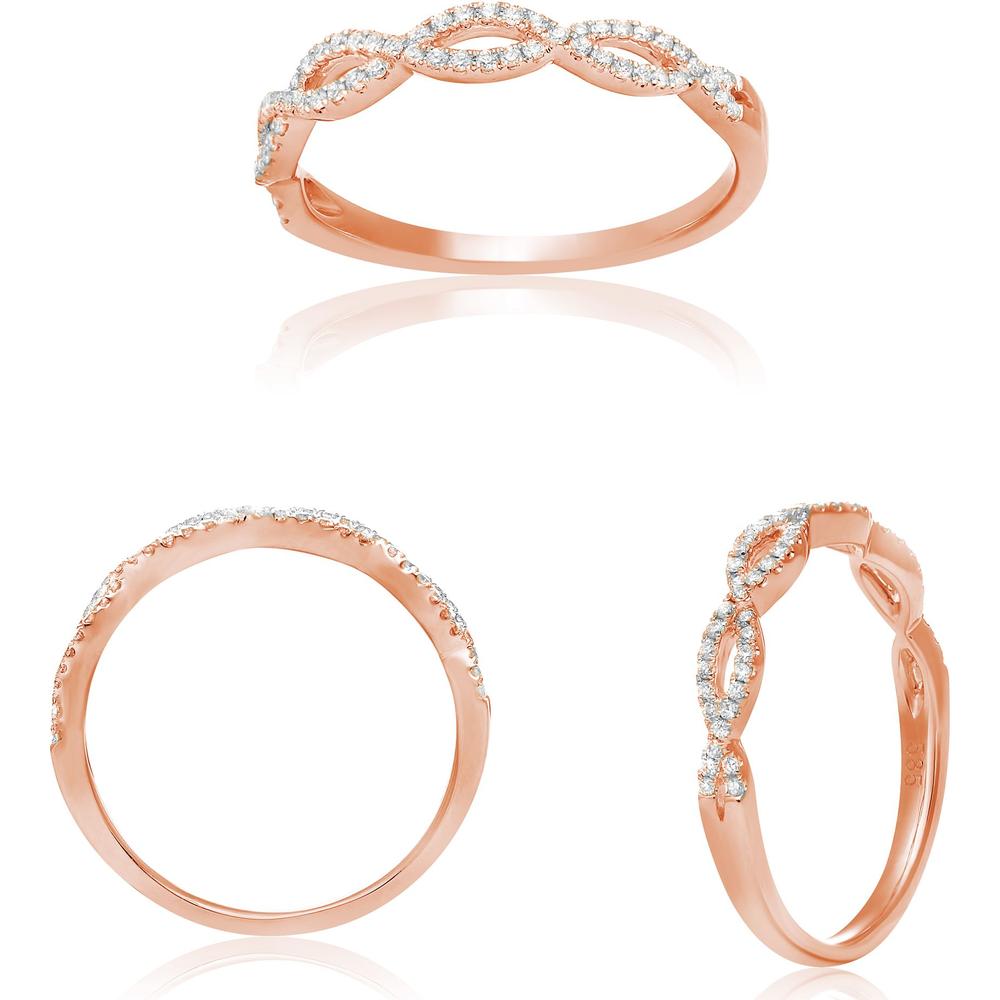 Roman & Jules - 14K Rose Gold Diamond Twisted Band Ring with Round-Cut Diamonds - 0.18 Carat Total Diamond Weight