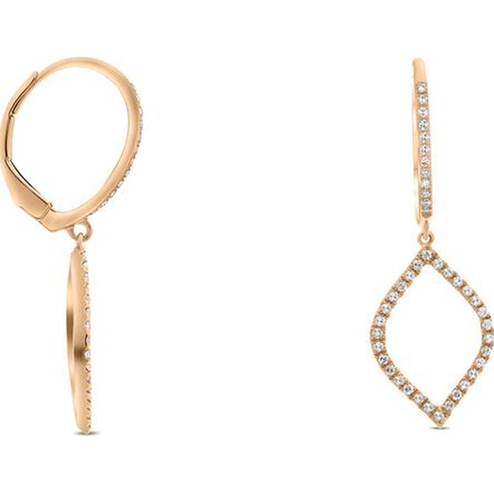 Roman & Jules - 14K Rose Gold Drop Earrings with 0.26 Carat Round Diamonds in Micropavé Setting