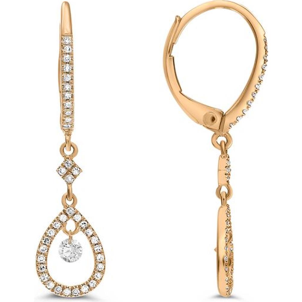Roman & Jules - 14K Rose Gold Drop Earrings with Round Brilliant Diamonds - 0.32 Carat Total Diamond Weight
