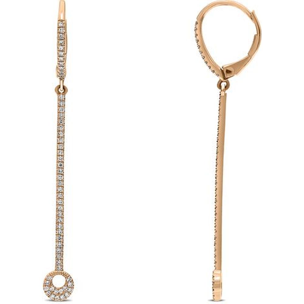 Roman & Jules - 14K Rose Gold Drop Earrings with Round Diamonds - 0.28 Carat Total Diamond Weight