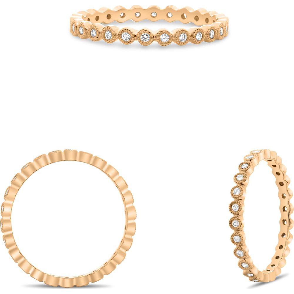 Roman & Jules - 14K Rose Gold Eternity Band with Bezel Set Round Diamonds - 0.22 Carat Total Diamond Weight