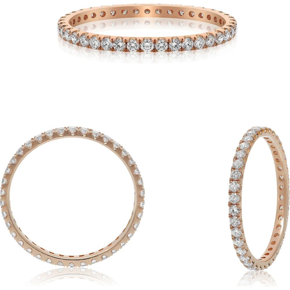 Roman & Jules - 14K Rose Gold Eternity Band with Micropavé Set Round Diamonds - 0.53 Carat Total Diamond Weight