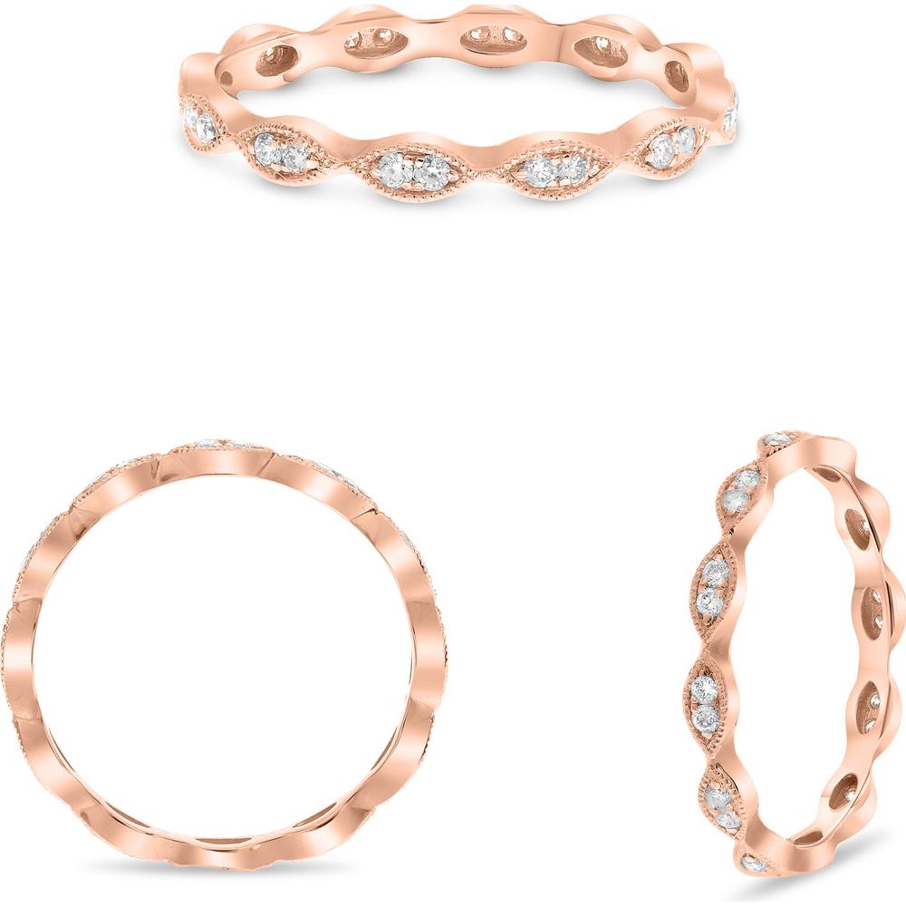 Roman & Jules - 14K Rose Gold Eternity Band with Pave Set Round Diamonds - 0.20 Carat Total Diamond Weight
