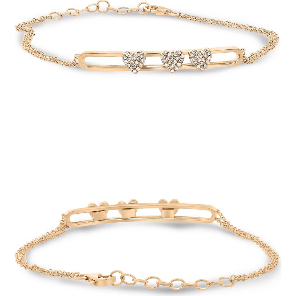 Roman & Jules - 14K Rose Gold Heart Shape Diamond Bracelet with 0.14 Carat Total Diamond Weight