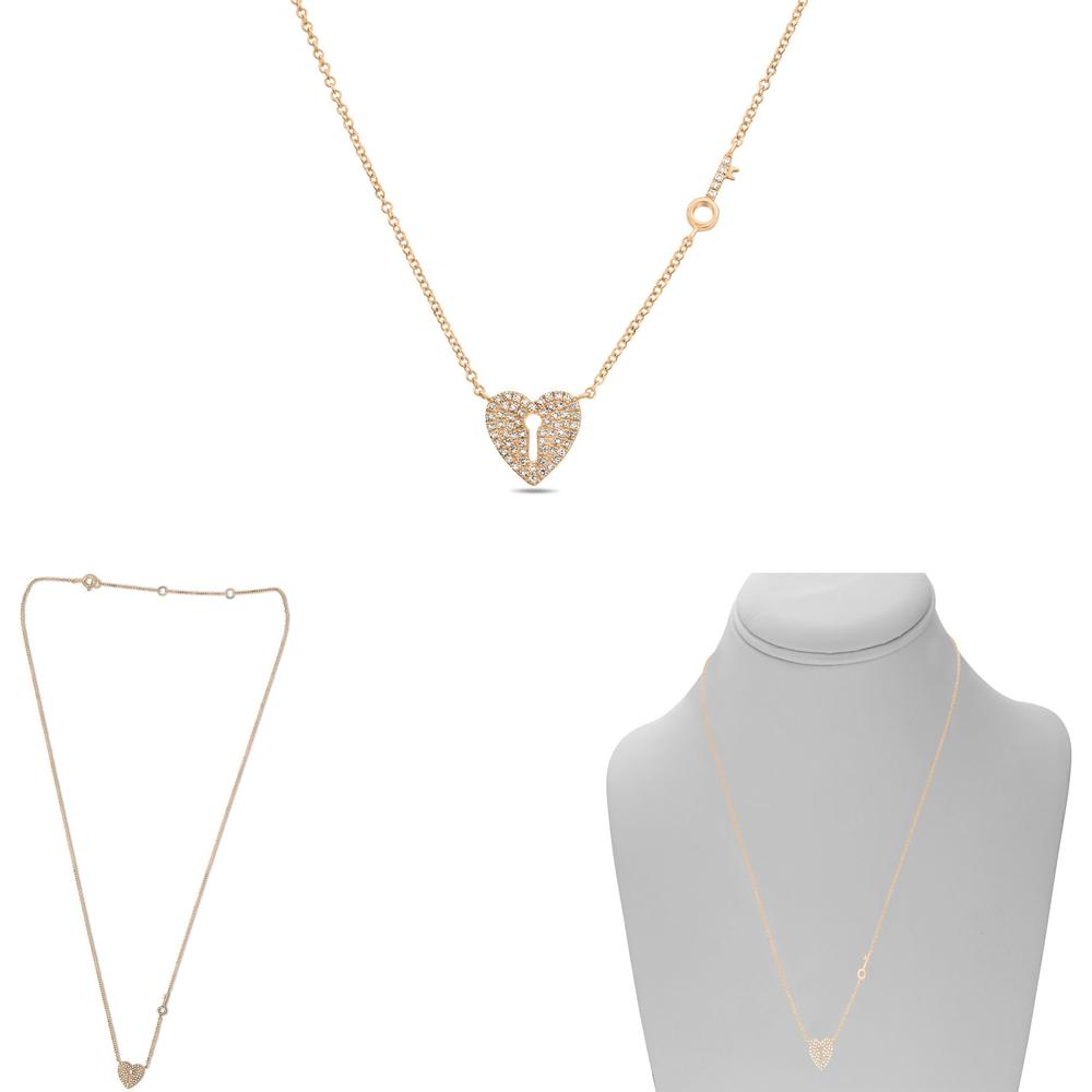 Roman & Jules - 14K Rose Gold Heart Shape Diamond Necklace with 0.14 Carat Round Diamond