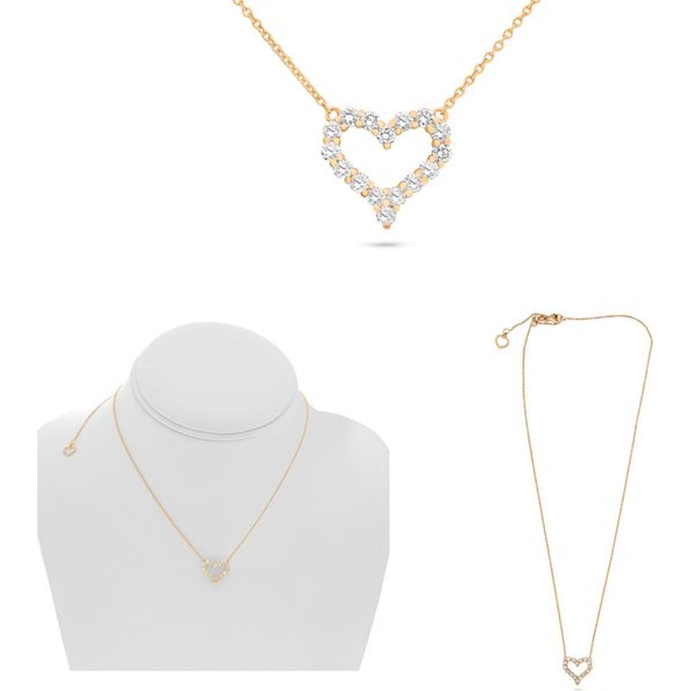 Roman & Jules - 14K Rose Gold Heart-Shaped Diamond Pendant Necklace with Round Diamonds - 0.67 Carat Total Diamond Weight