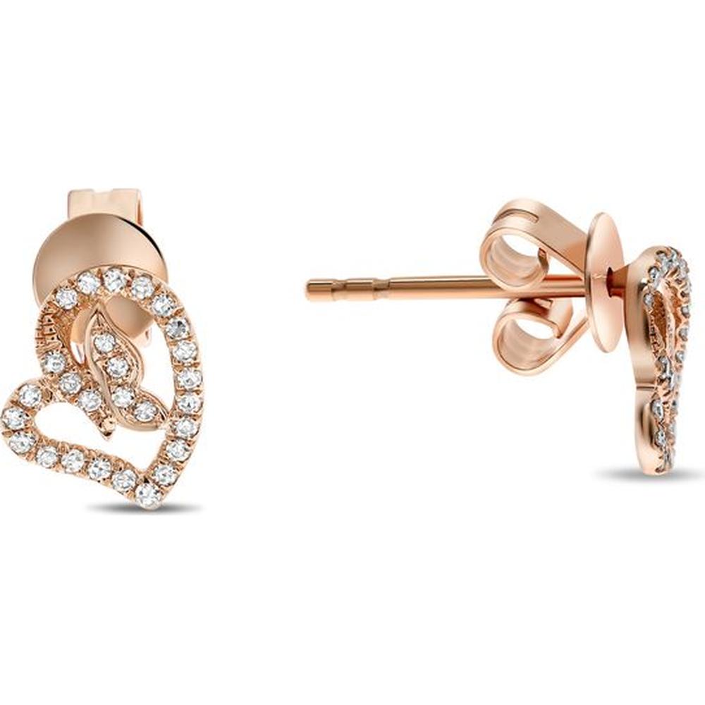 Roman & Jules - 14K Rose Gold Heart Shaped Diamond Stud Earrings - 0.13 Carat Total Diamond Weight