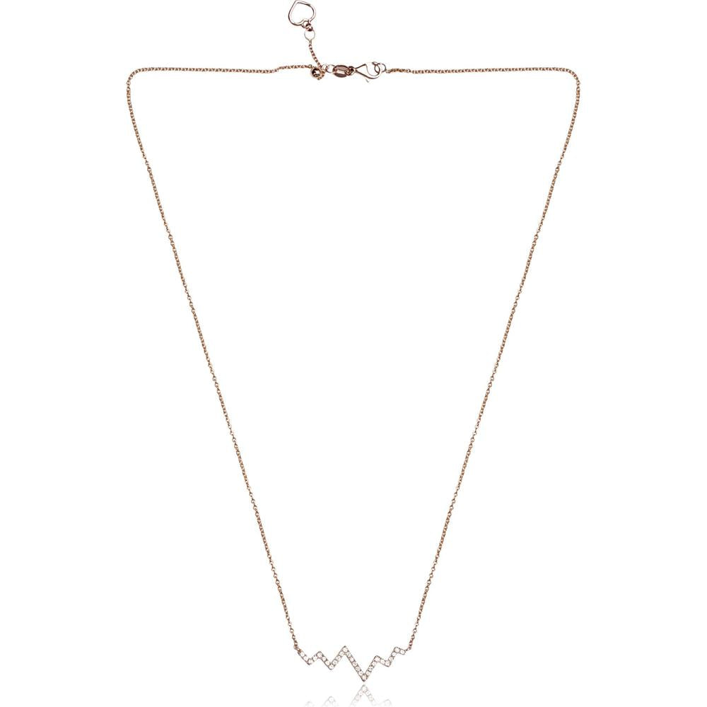 Roman & Jules - 14K Rose Gold Heartbeat Necklace with 0.24 Carat Round Diamonds