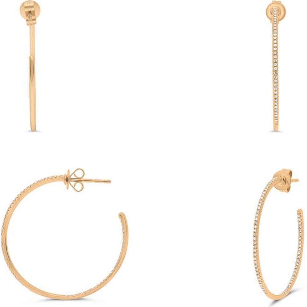 Roman & Jules - 14K Rose Gold Hoop Earrings with 0.31 Carat Total Round Diamonds in Micropavé Setting