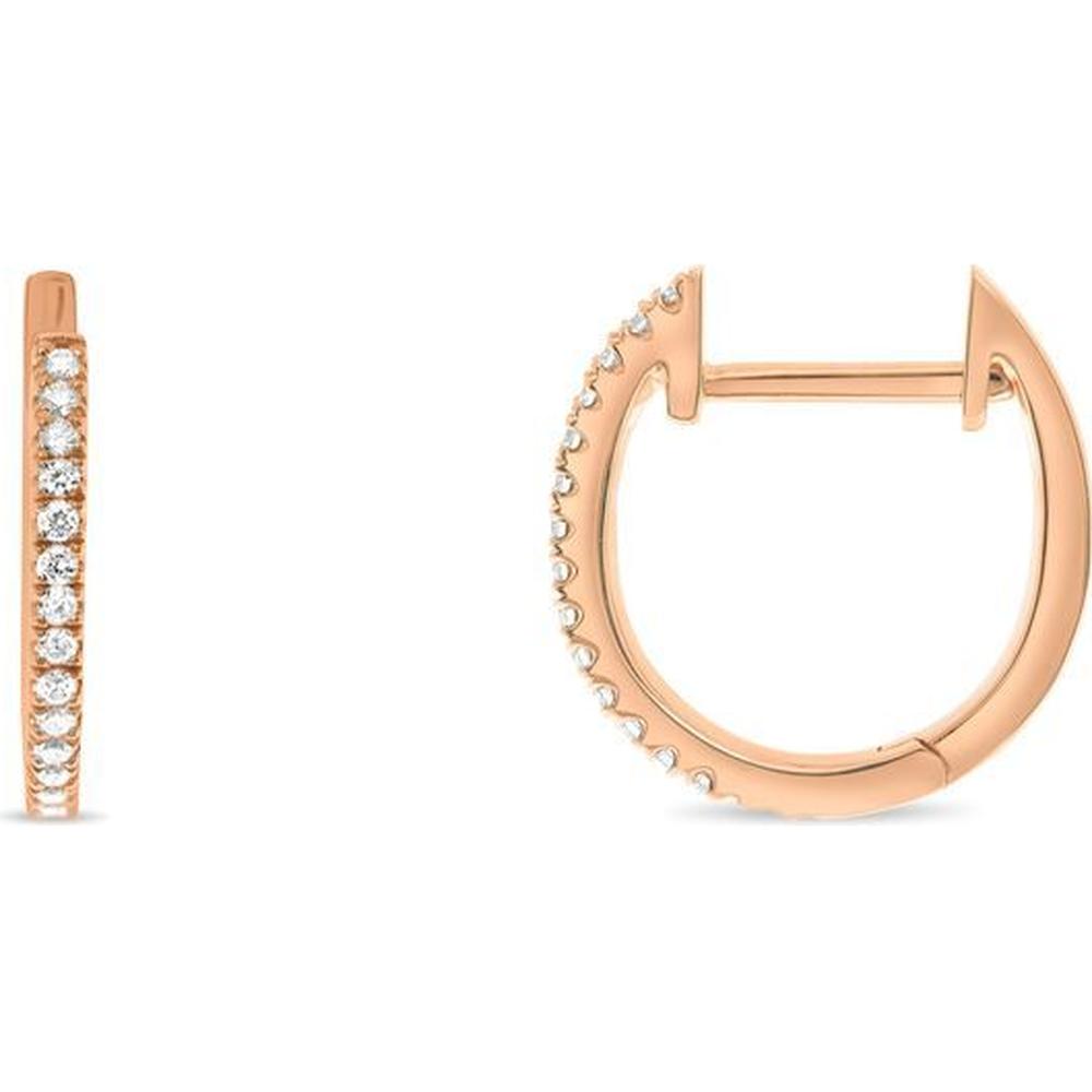 Roman & Jules - 14K Rose Gold Hoop Earrings with Micropavé Set Round Diamonds - 0.12 Carat Total Diamond Weight