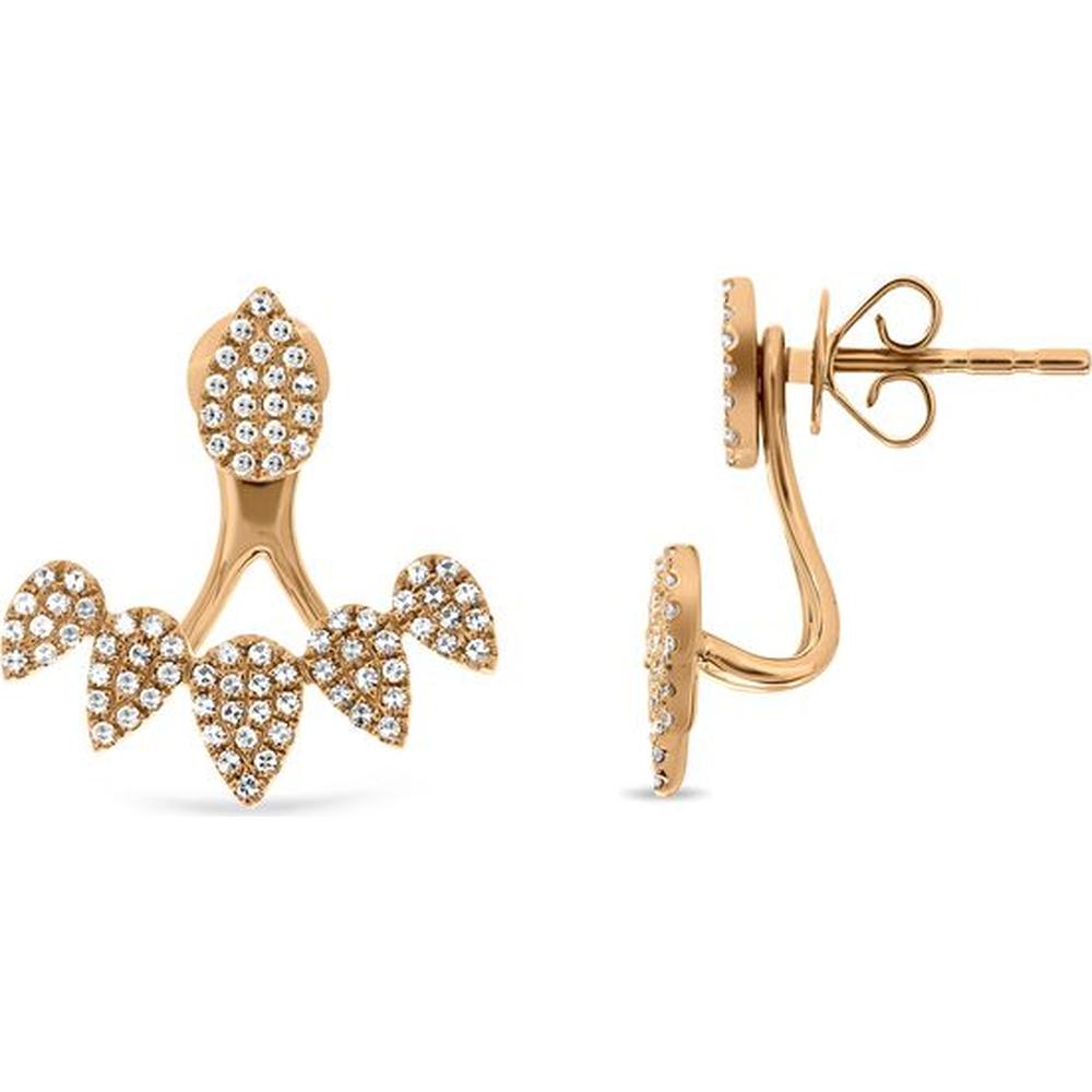 Roman & Jules - 14K Rose Gold Pear Shape Diamond Cluster Earrings - 0.38 Carat Total Diamond Weight