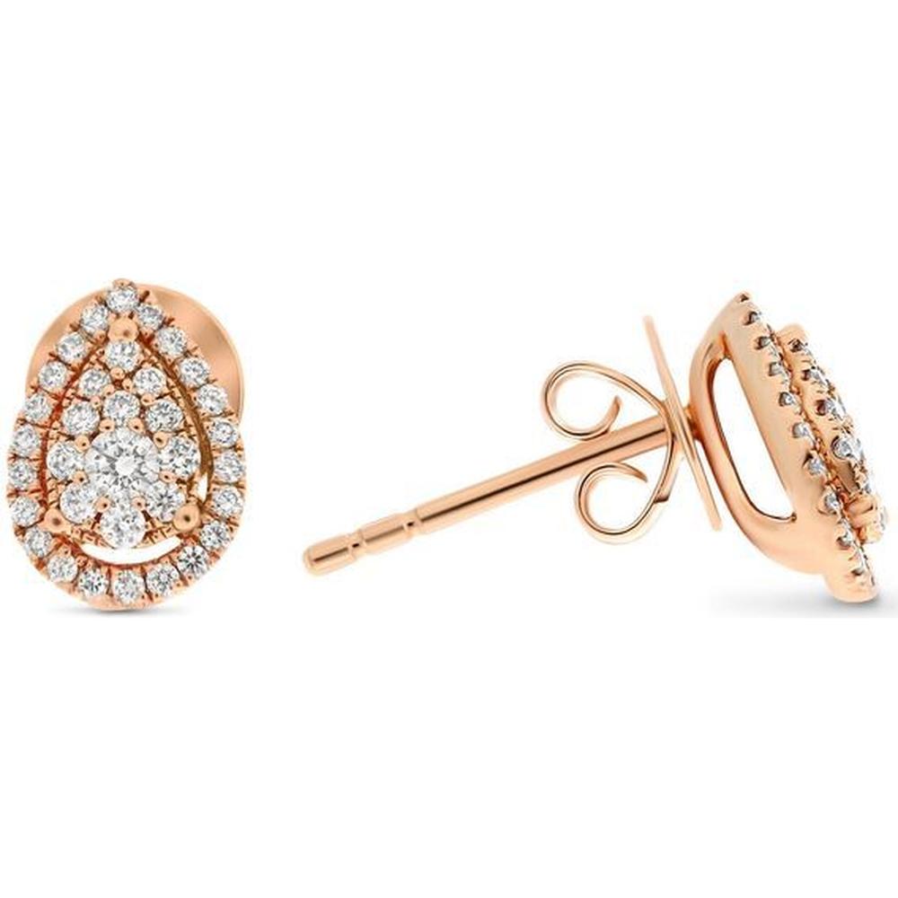 Roman & Jules - 14K Rose Gold Pear Shape Diamond Stud Earrings with Cluster Design - 0.60 Carat Total Diamond Weight