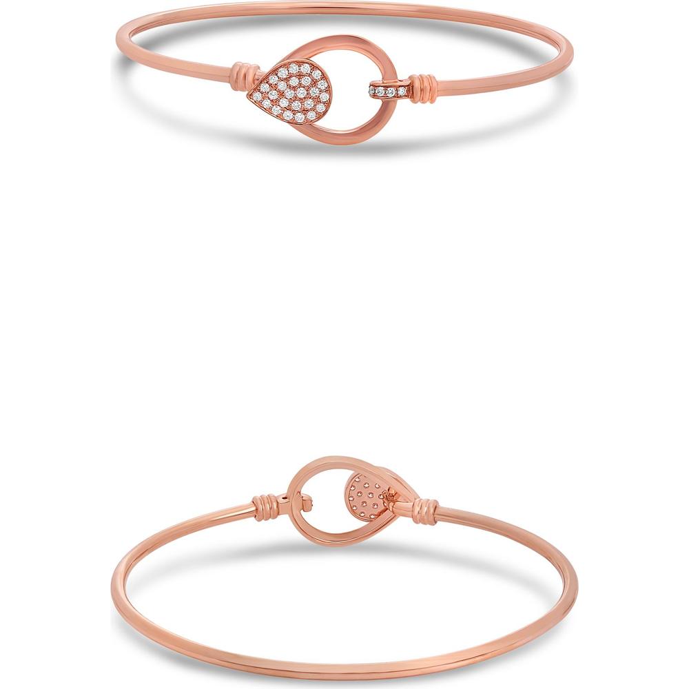 Roman & Jules - 14K Rose Gold Pear Shaped Diamond Bangle with 0.19 Carat Round Diamond Accents