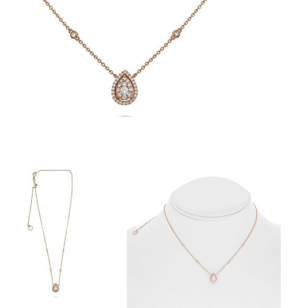 Roman & Jules - 14K Rose Gold Pear-Shaped Diamond Necklace with Cluster Design - 0.33 Carat Total Diamond Weight